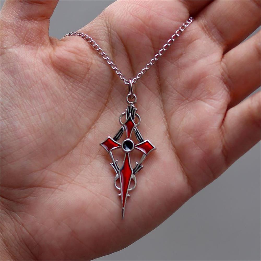 Kırmızı Sacina Gothic Cross Kolye