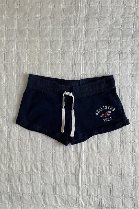 Lacivert Hollister Nakış Logolu Mini Sweat Şort