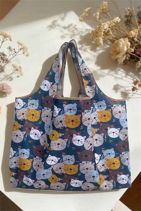 Mavi Cats Polyester Katlanabilir Bez Çanta