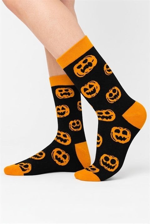 Siyah Halloween Pumpkin Unisex Çorap
