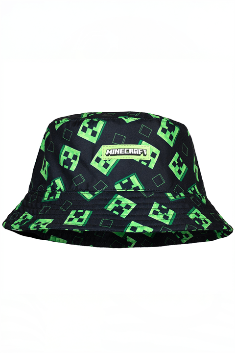 Siyah Minecraft Creeper Bucket Şapka