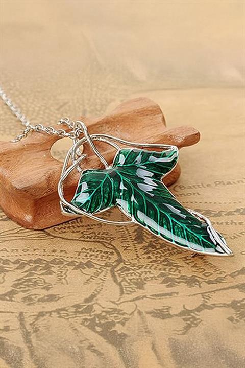 Yeşil Lord of the Rings Lorien Broş Cosplay Kolye