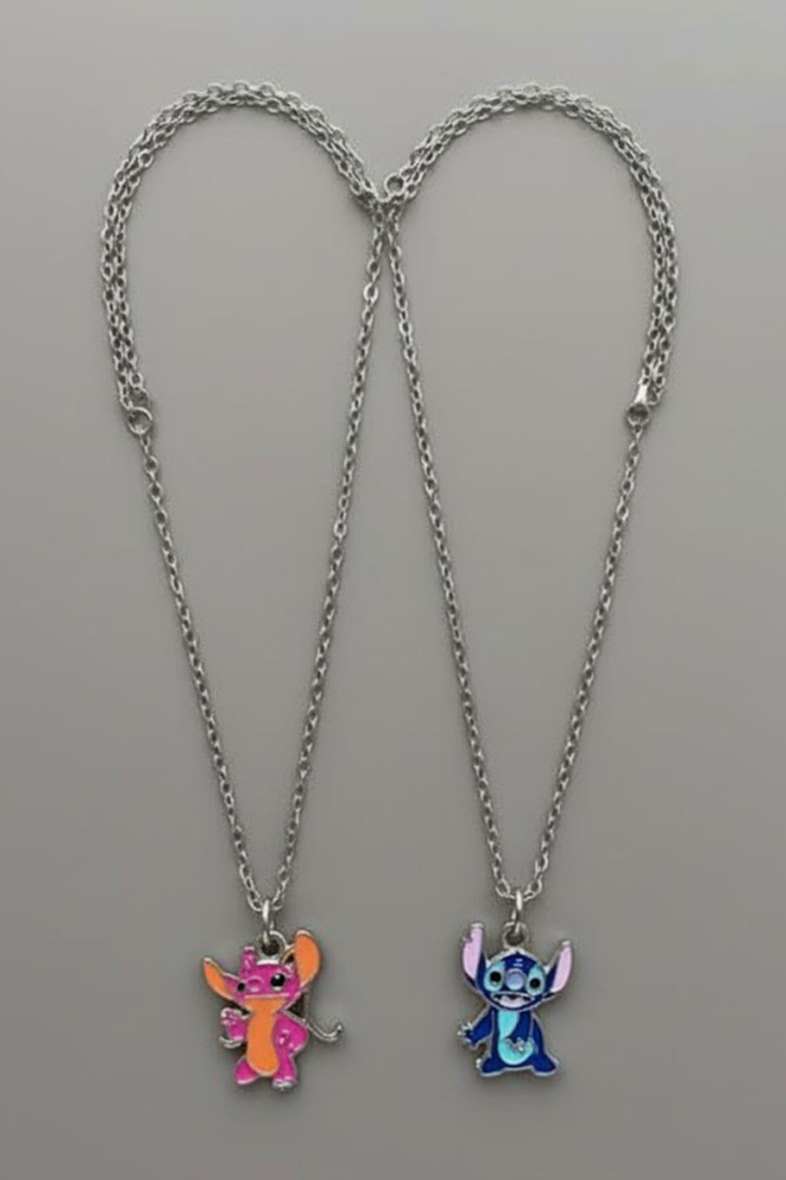 Anime Stitch Angel Couple Silver Kolye