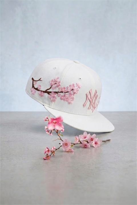 Beyaz Sakura NY Baseball Şapka