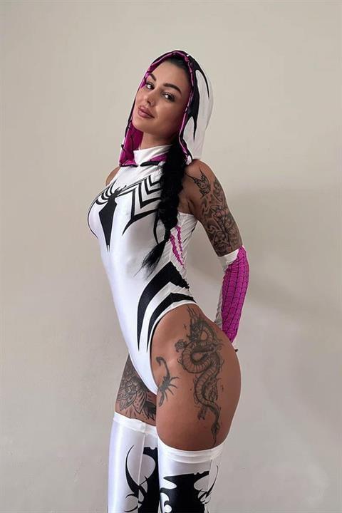 Beyaz Spider Cosplay Kolluklu Çıtçıtlı Body