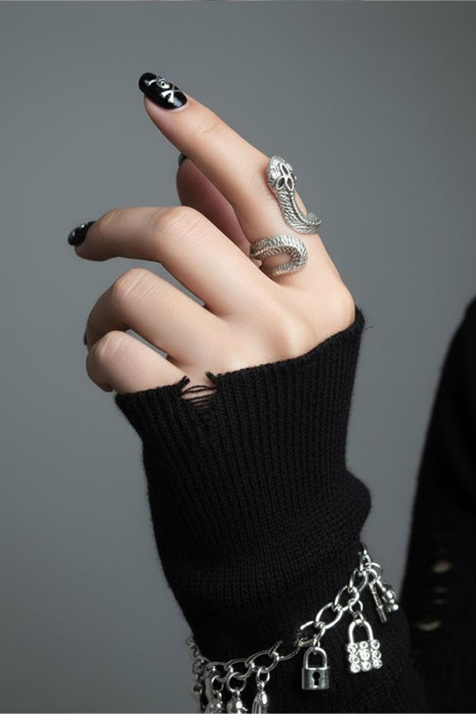 Embossed Leather Snake Ayarlanabilir Yüzük