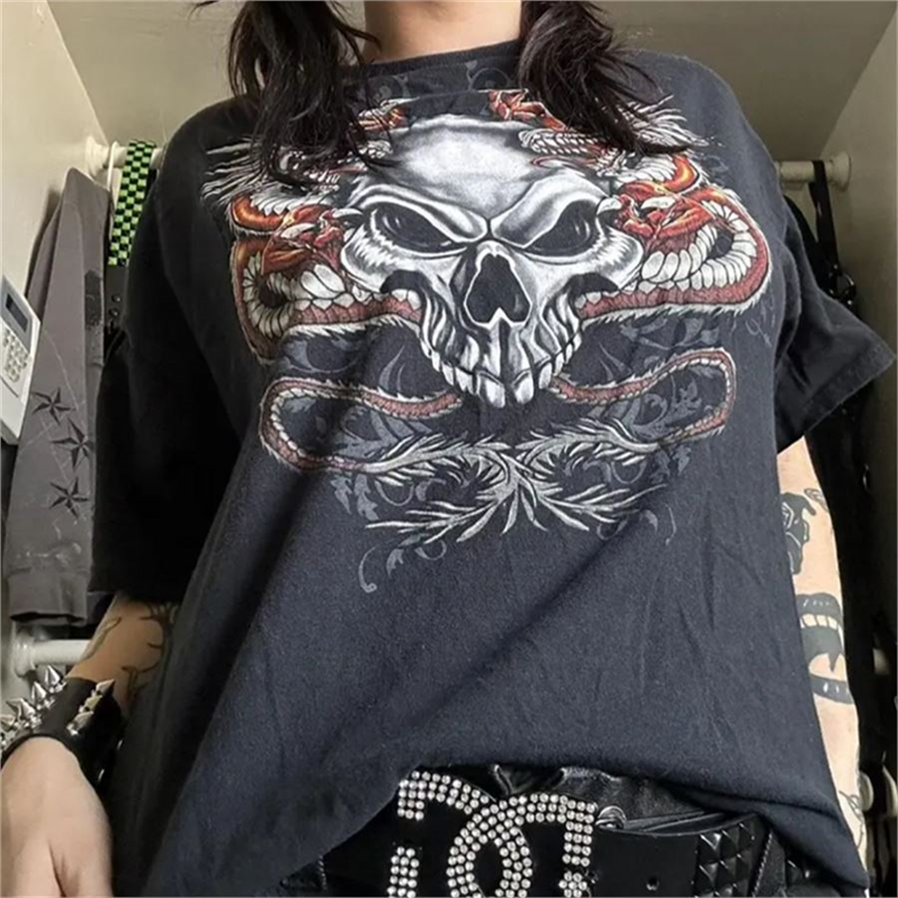 Füme Dragon Skull Gothic Cyber Grunge Unisex T-shirt