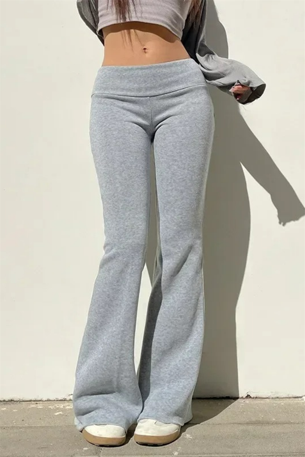 Gri Melanj Slim Fit İspanyol Paça Eşofman