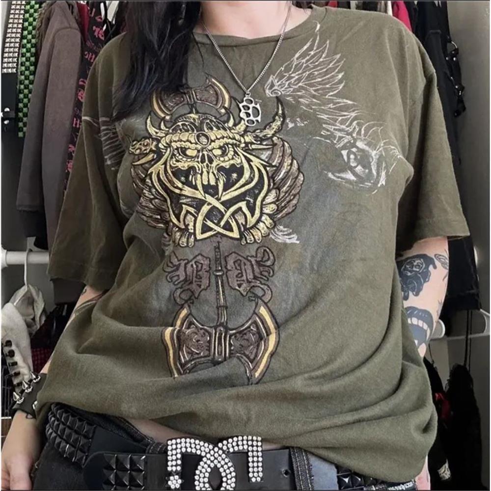 Haki Antique Viking Ax Brad Butter Cyber Grunge Unisex T-shirt