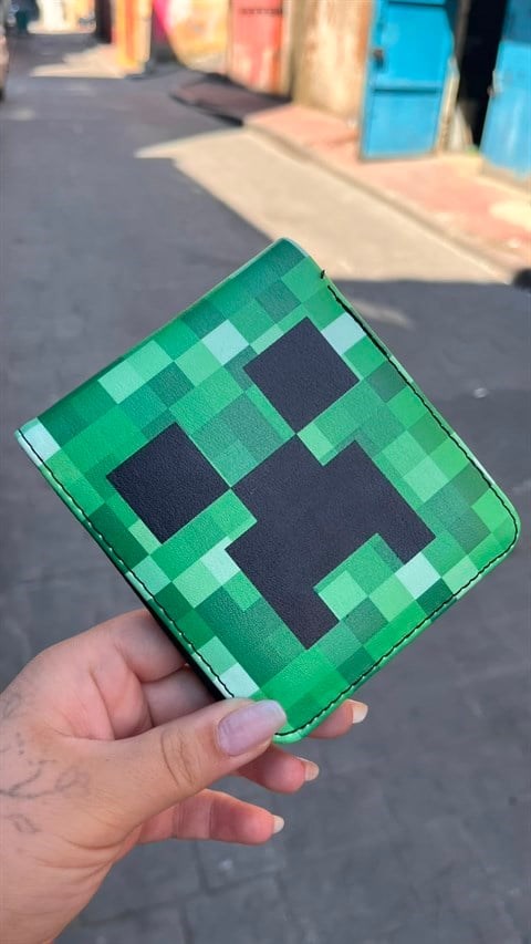 Minecraft Creeper Face ve Elmas Kılı. Erkek Cüzdan