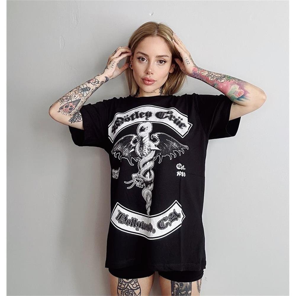 Motley Crue Classic Skeleton Cage Siyah (Unisex) T-Shirt
