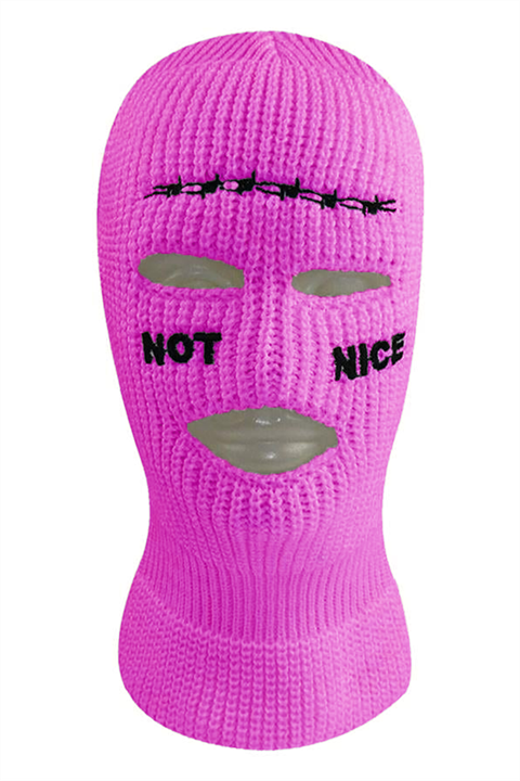 Neon Pembe Dikenli Tel Not Nice Kar Maskesi