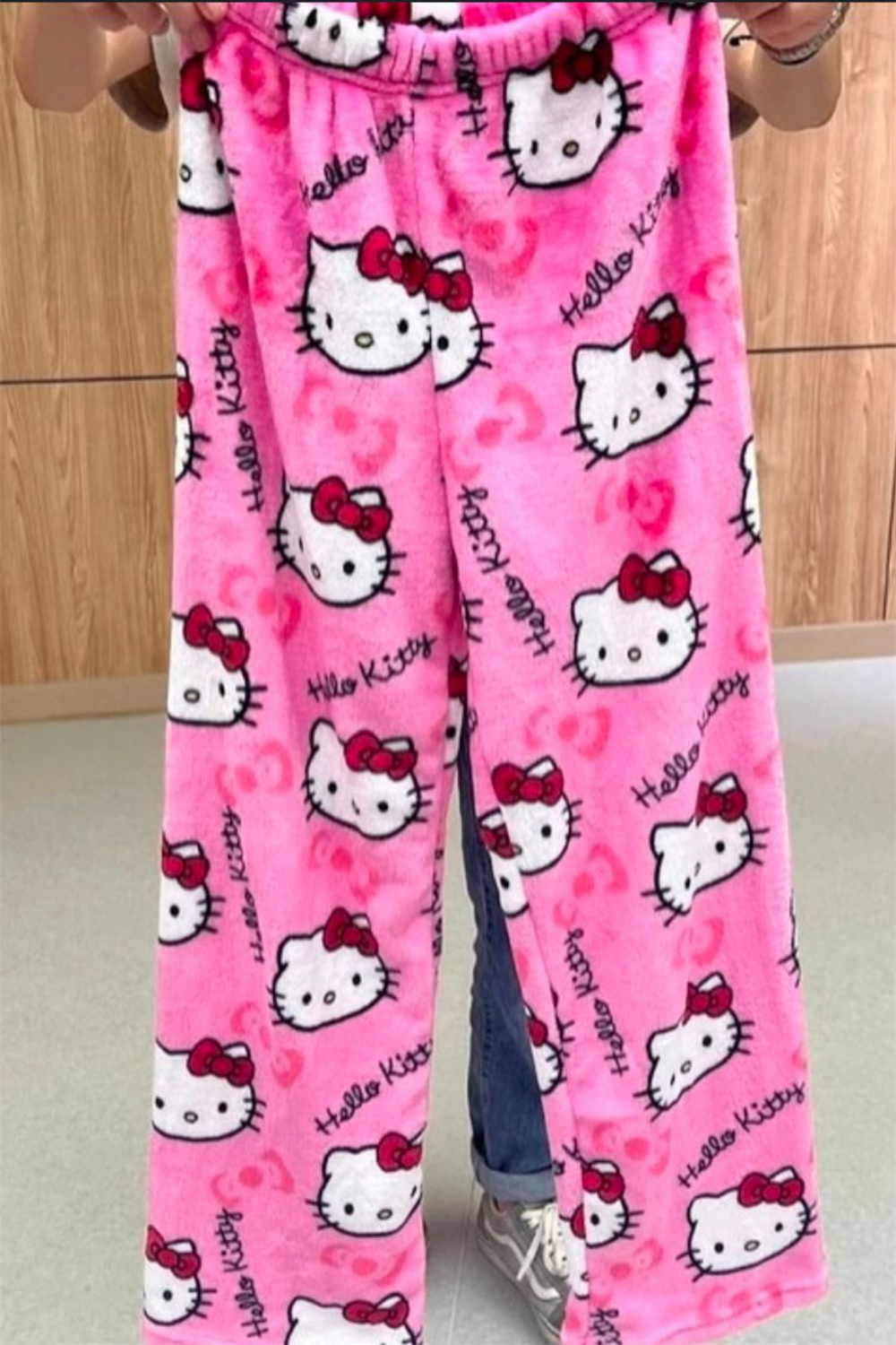 Pembe Hello Kitty Collage Peluş Eşofman