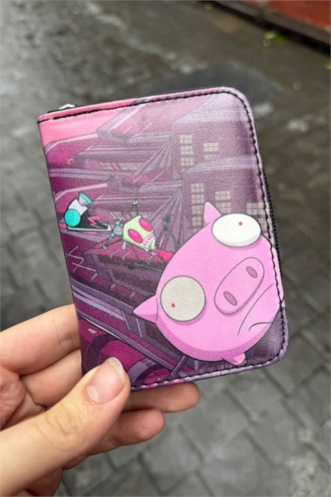 Pembe Invader Zim GIR Pig City Unisex Cüzdan