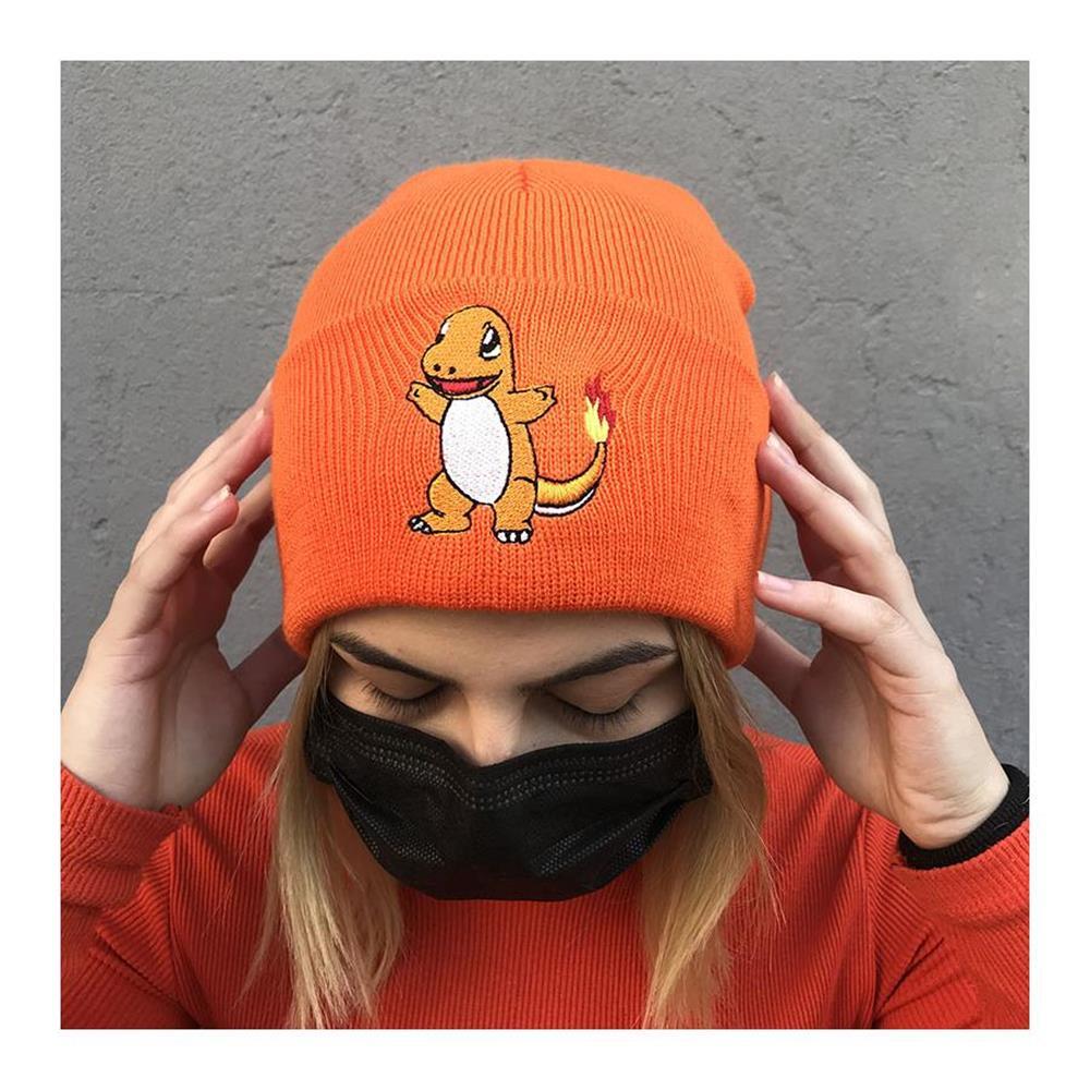 Pokemon Charmander Karikatür Turuncu Bere