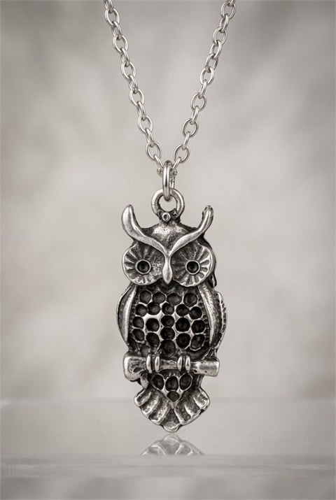 Silver Antik Vintage Baykuş Kolye