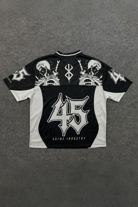 Siyah Anime Berserk Guts 45 Number V Yaka Unisex Forma