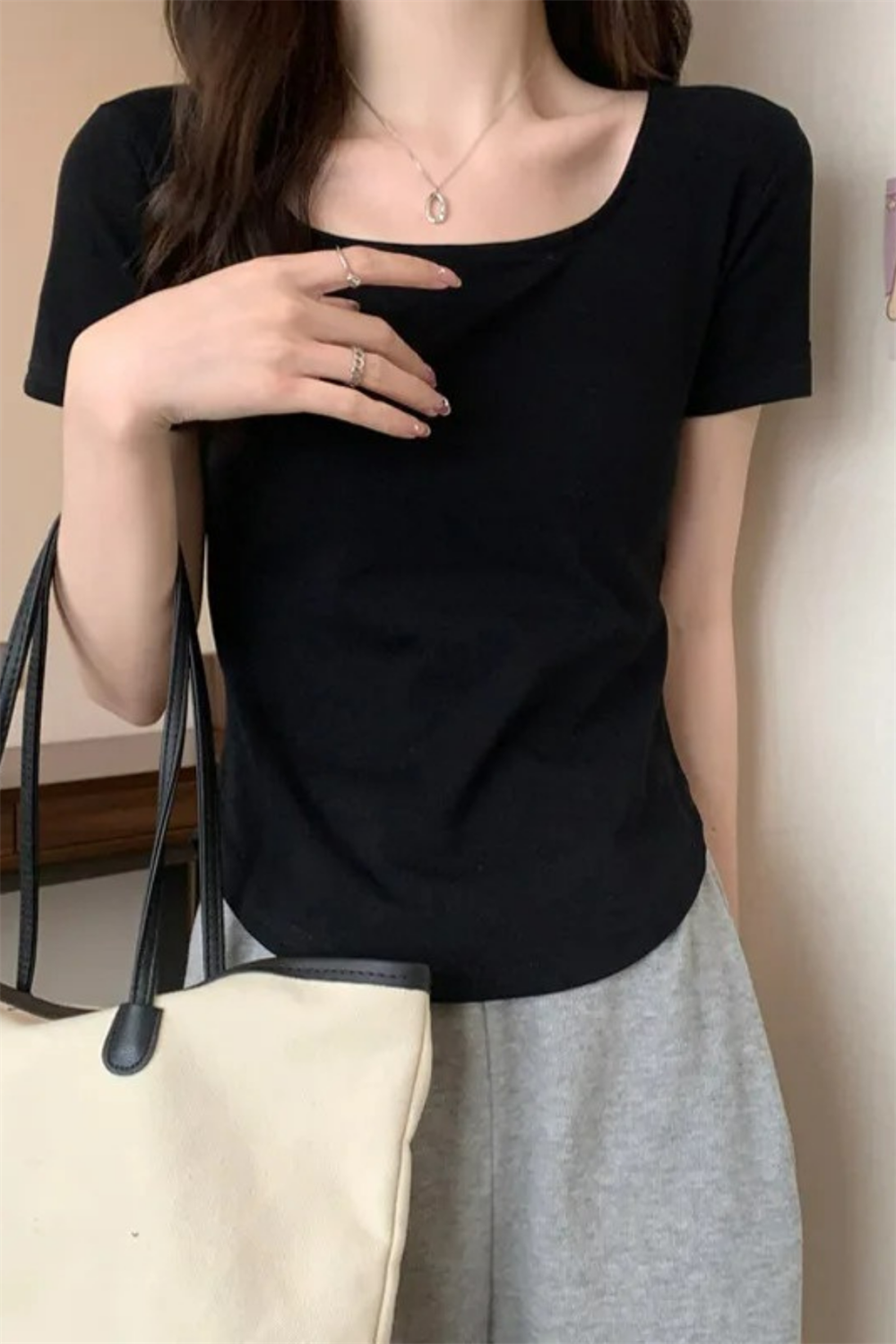 Siyah Basic Kısa Kollu Crop