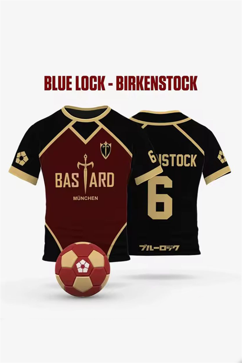 Siyah Bordo Anime Blue Lock 6 Birkenstock Forma Unisex T-shirt