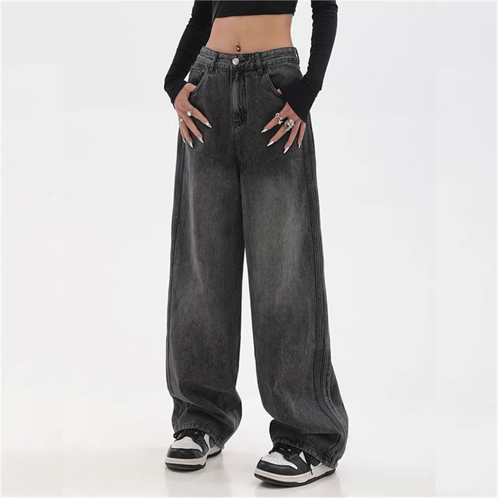 Siyah Vintage Yıkamalı Baggy Jean Pantolon