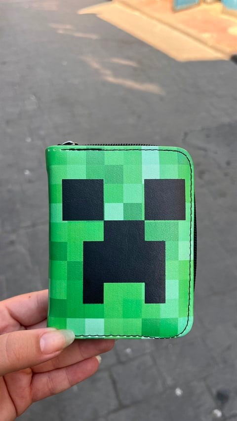 Yeşil Minecraft Creeper Elmas Kılıç Unisex Cüzdan