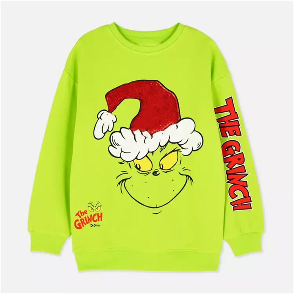 Yeşil The Grinch Unisex Uzun Kollu Sweatshirt