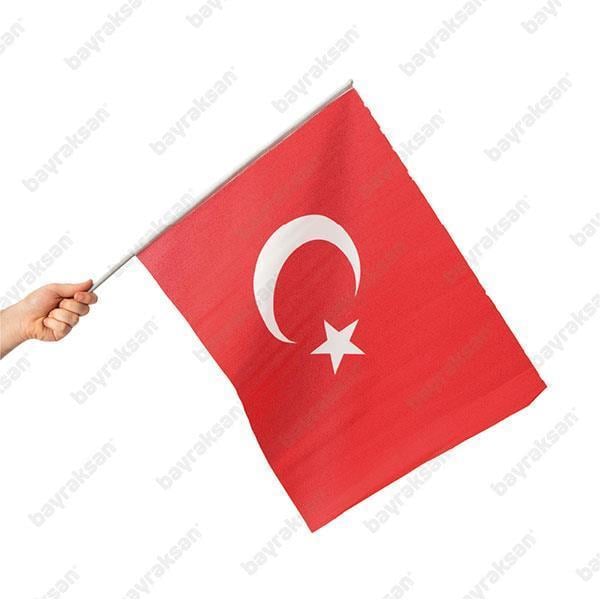 50x75 Cm Elde Sallamalı Sopalı Türk Bayrağı