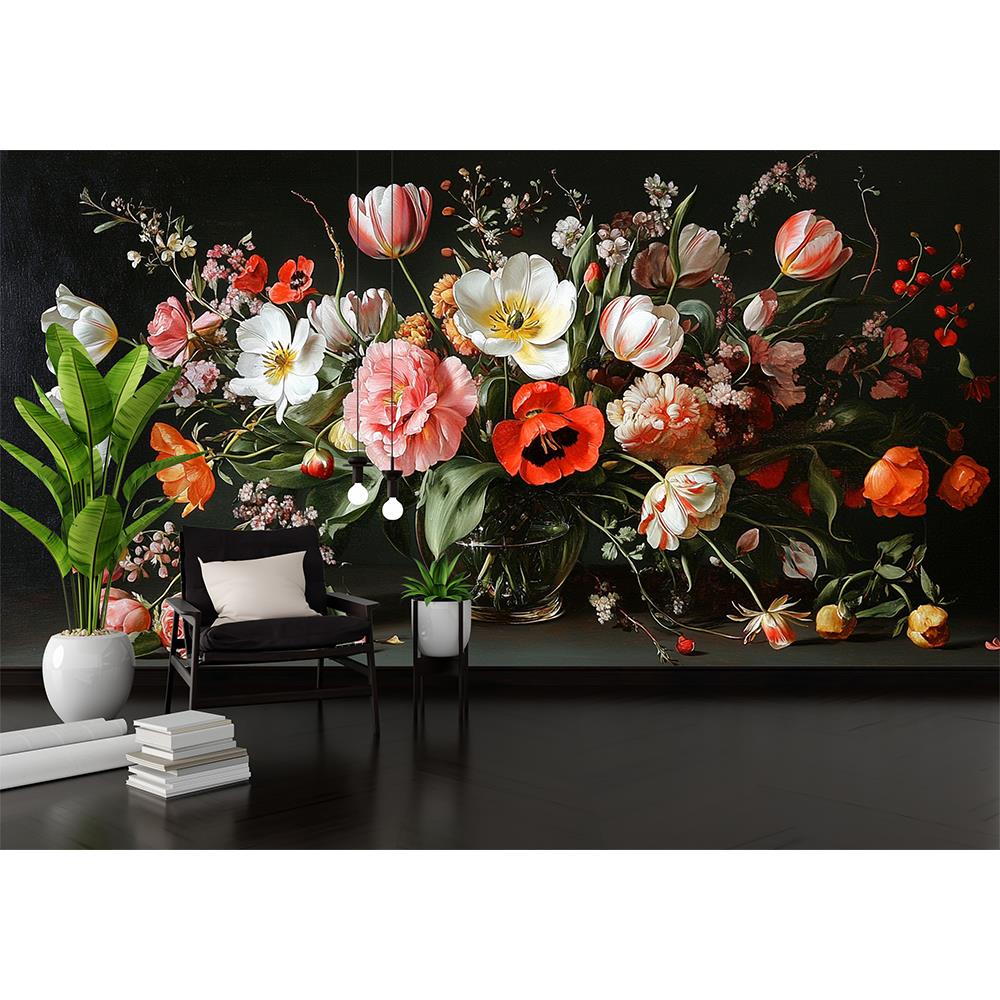 Barok Çiçek Aranjmanı Duvar Kağıdı