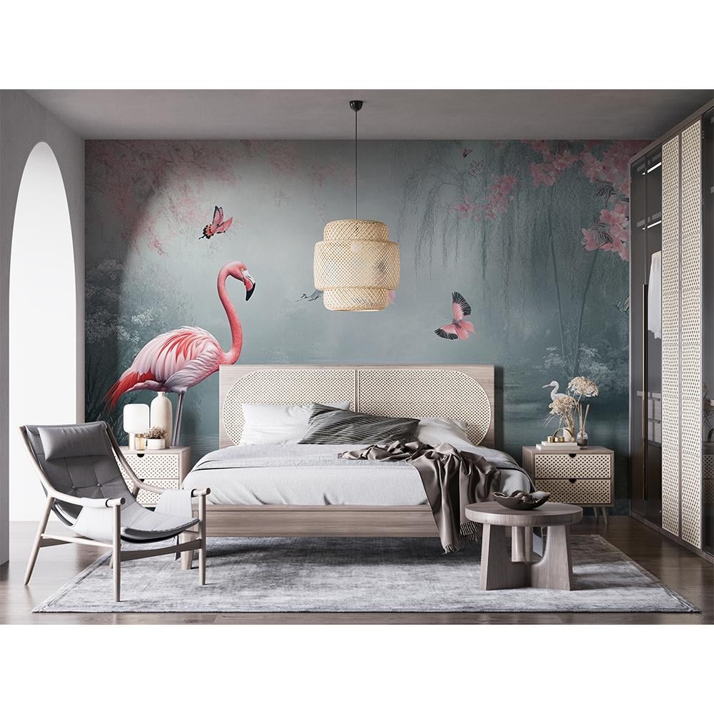 Göl Kenarında Flamingo ve Pembe Kuşlar duvar kağıdı