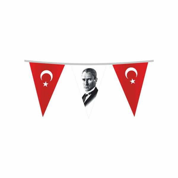 İpe Sıralı Türk Atatürk Bayrağı Üçgen
