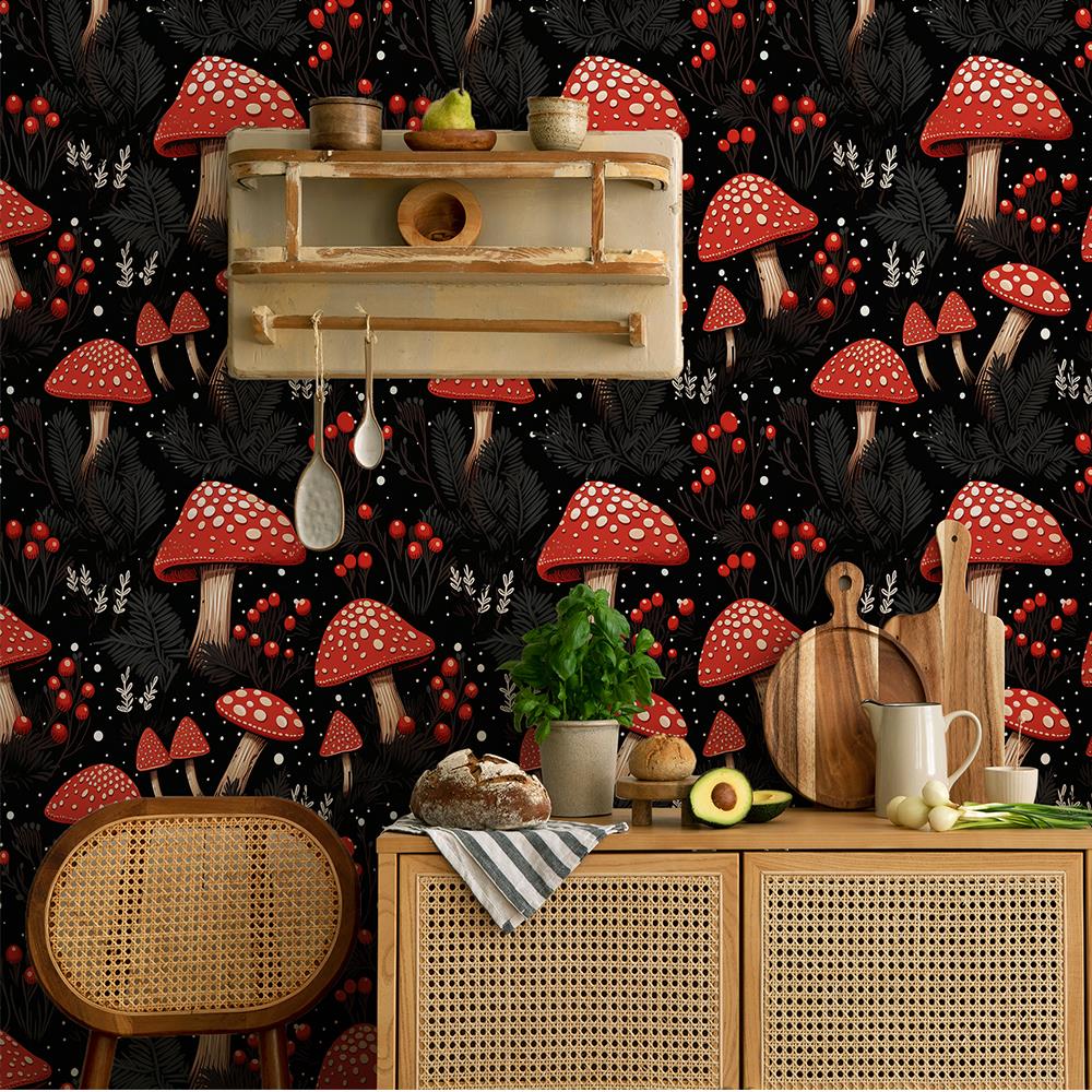 Kırmızı Noktalı Mantar Duvar Kağıdı