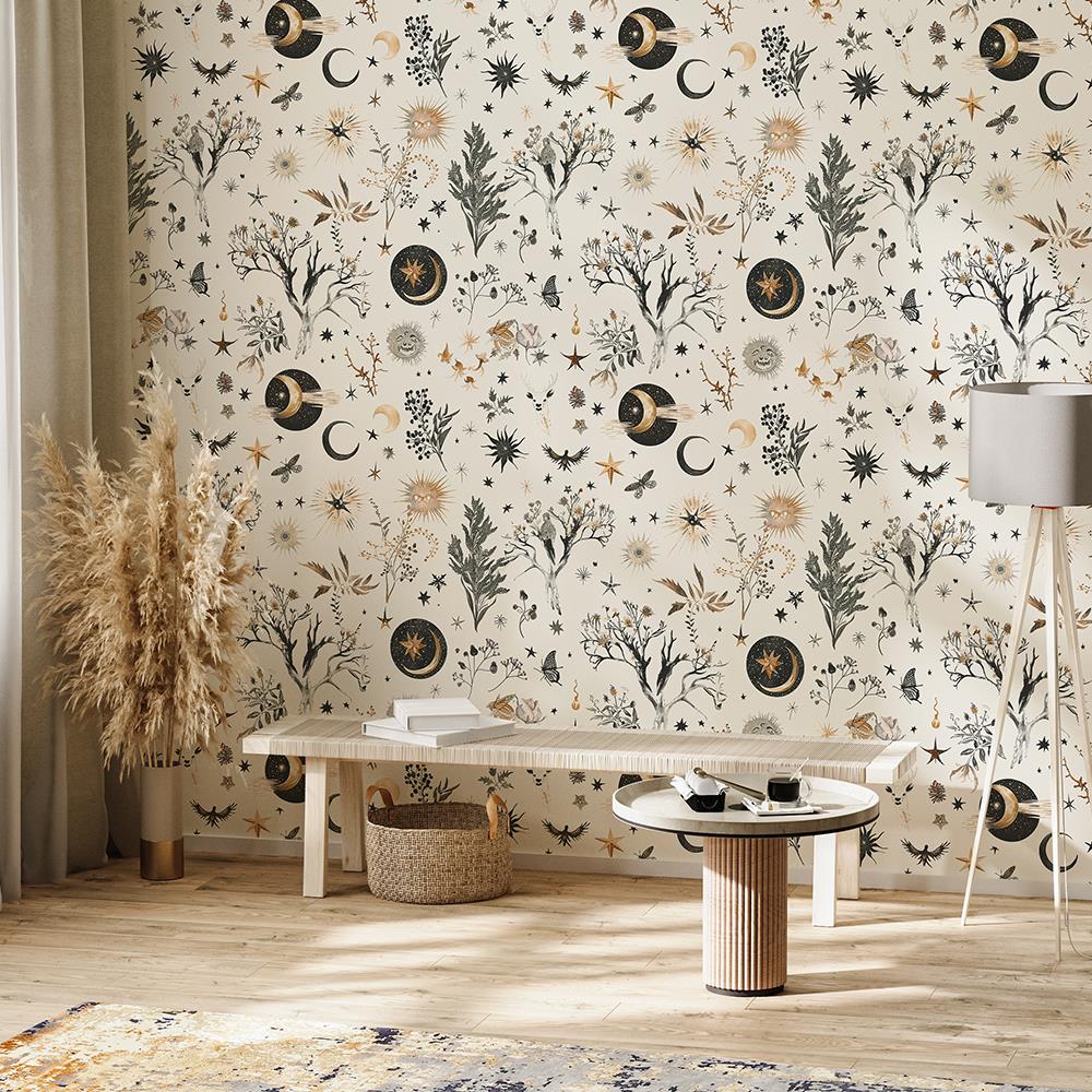 Kozmik Bahçe Desenli Duvar Kağıdı
