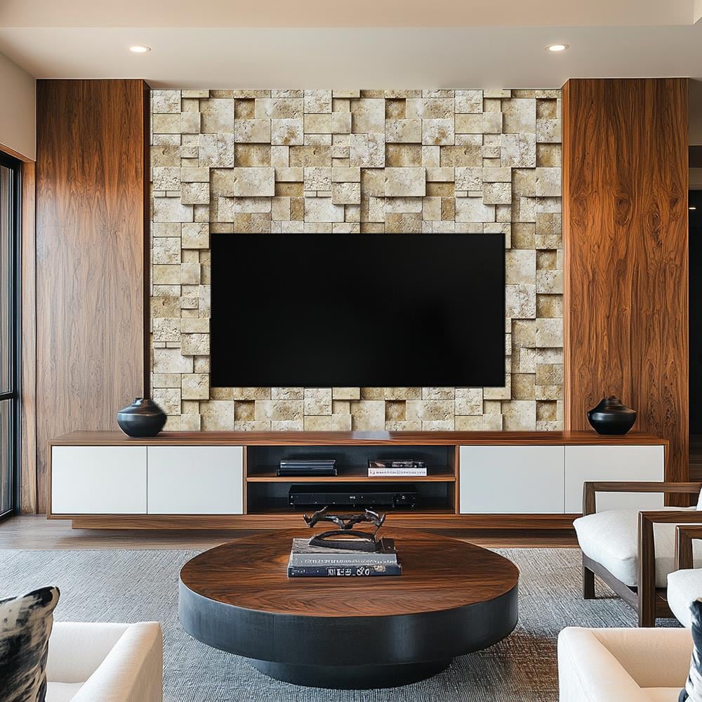 Krem Mermer Blok Duvar Kağıdı