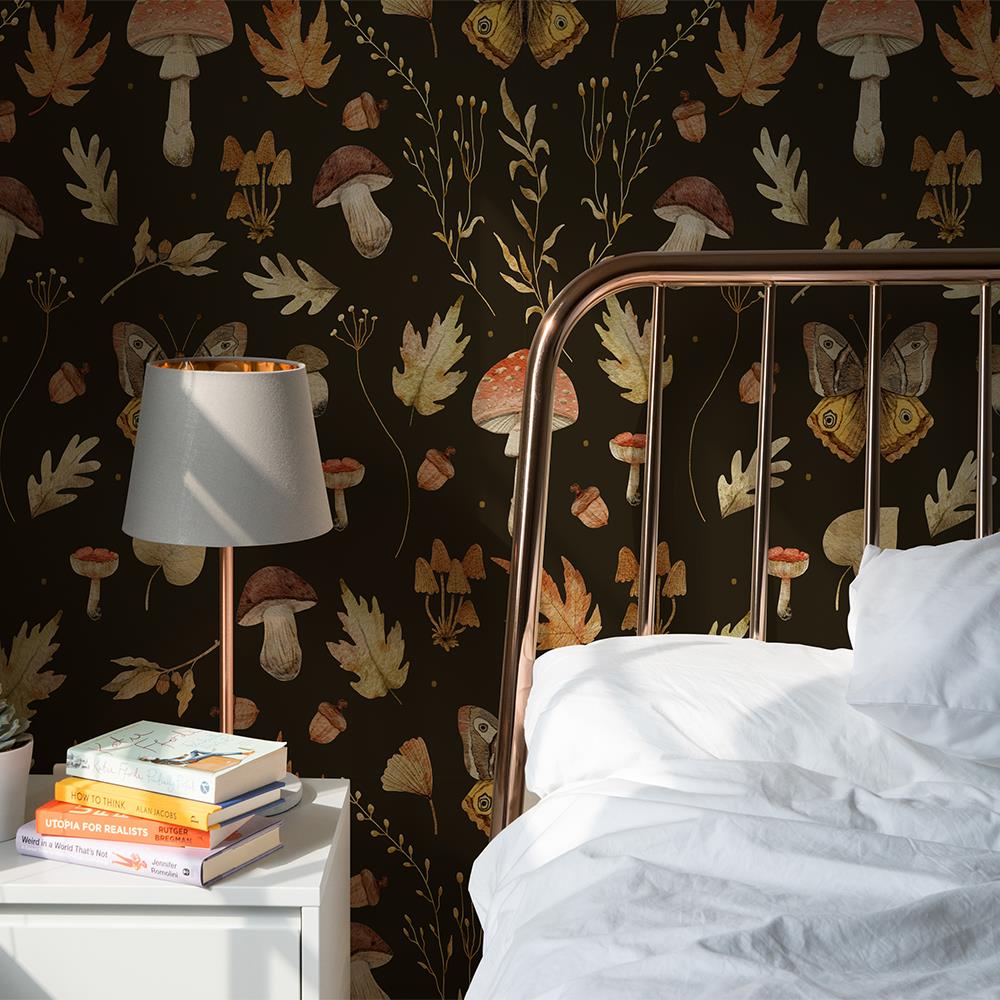 Mantar Desenli Sonbahar Ormanı Duvar Kağıdı