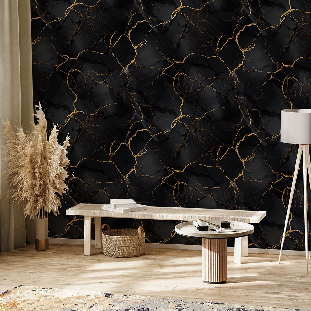 Siyah Elmas Mermer Desenli Duvar Kağıdı