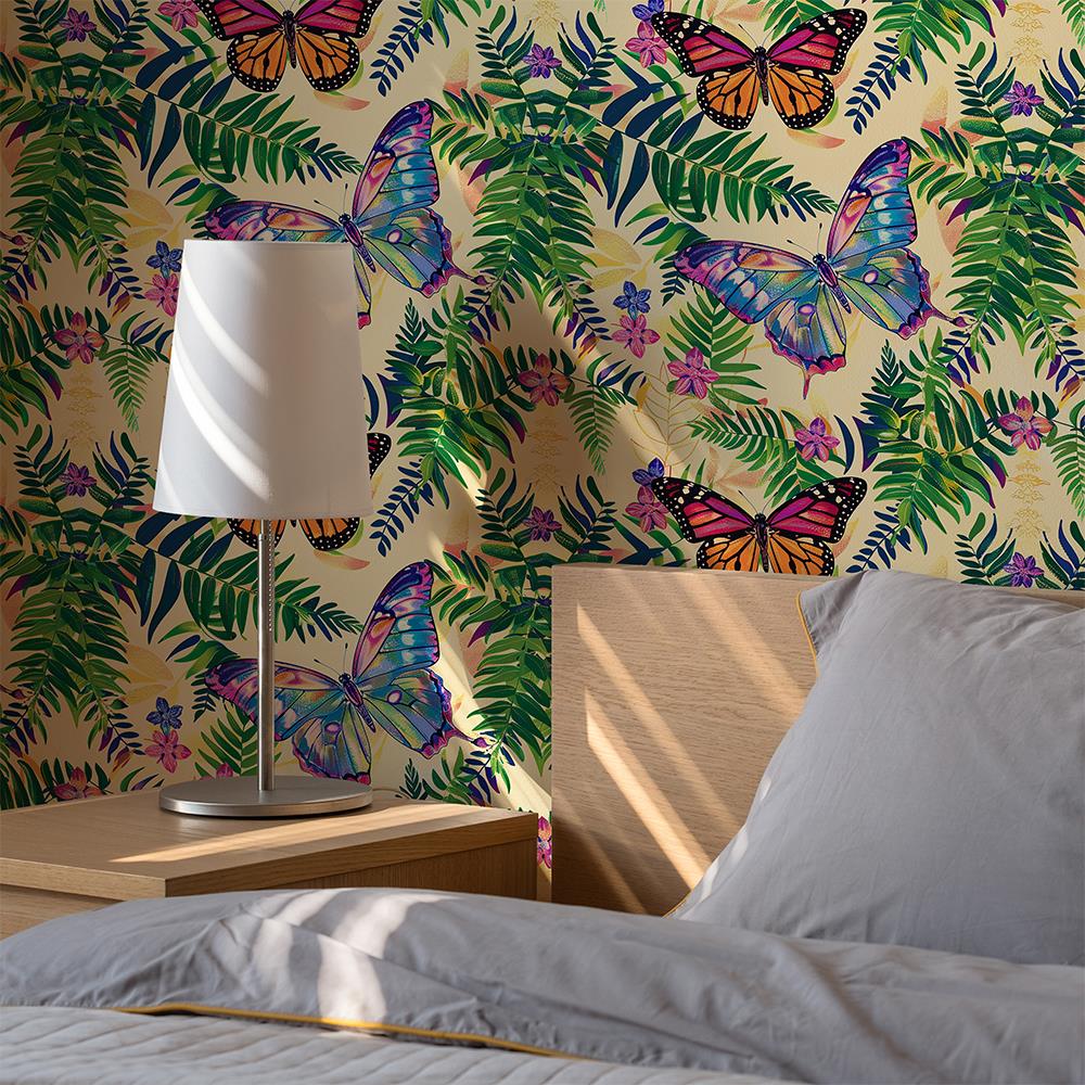 Tropikal Kelebekli Duvar Kağıdı