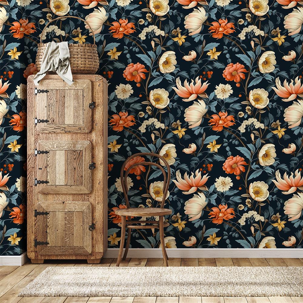 Vintage Çiçekli Duvar Kağıdı
