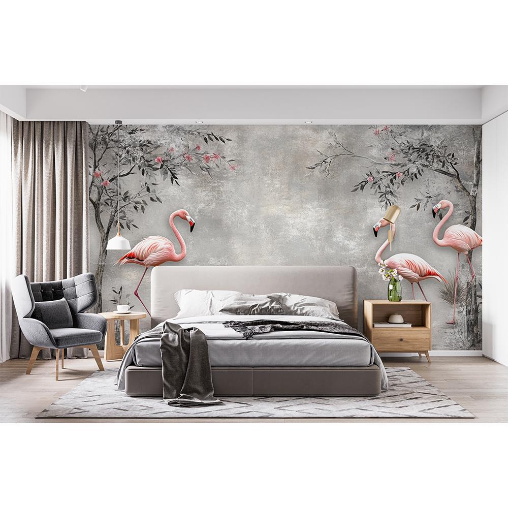 Vintage Doğada Flamingo Çiftleri duvar kağıdı