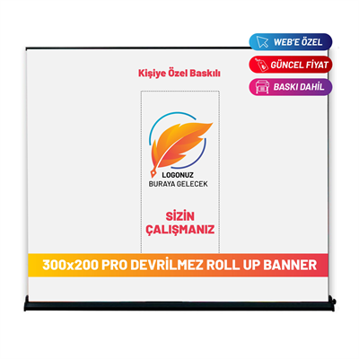 300×200 Cm Lüx Rollup Banner Pro Devrilmez