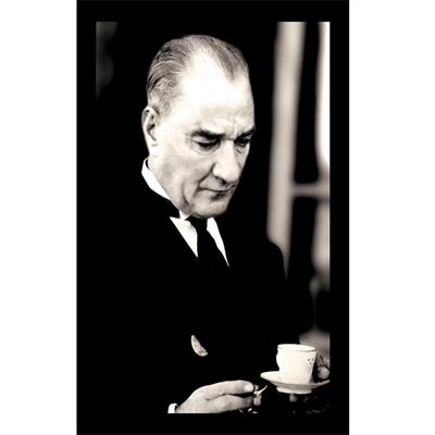 Çay Kahve İçerken Atatürk Posteri