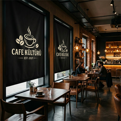 Logolu Cafe Stor Perde