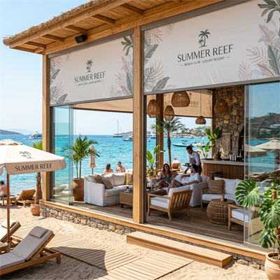 Polyester Beach Club Stor Perde