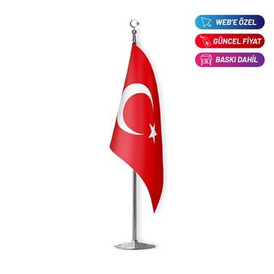 Türk Makam Bayrağı (Krom Direkli)