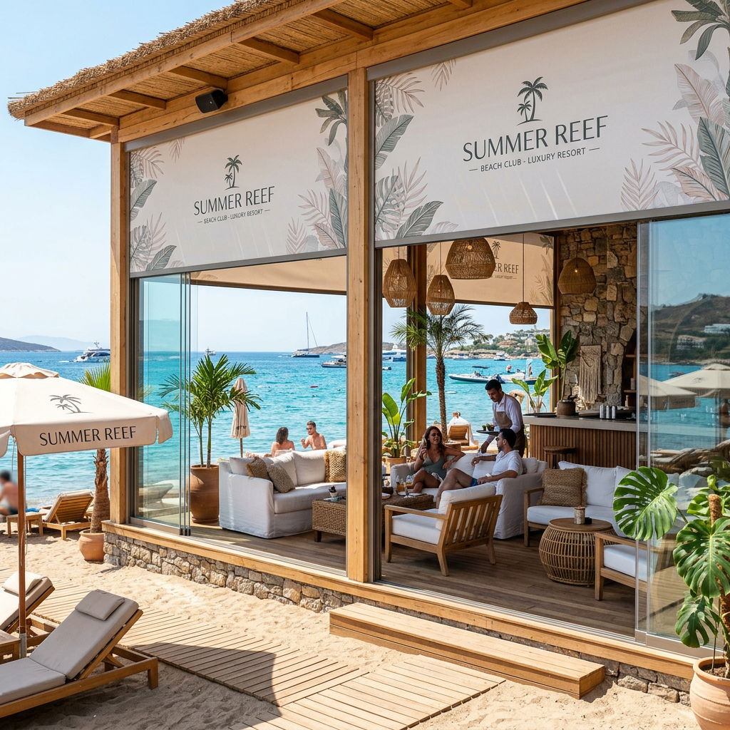 Beach Club Dijital Baskılı Stor Perde