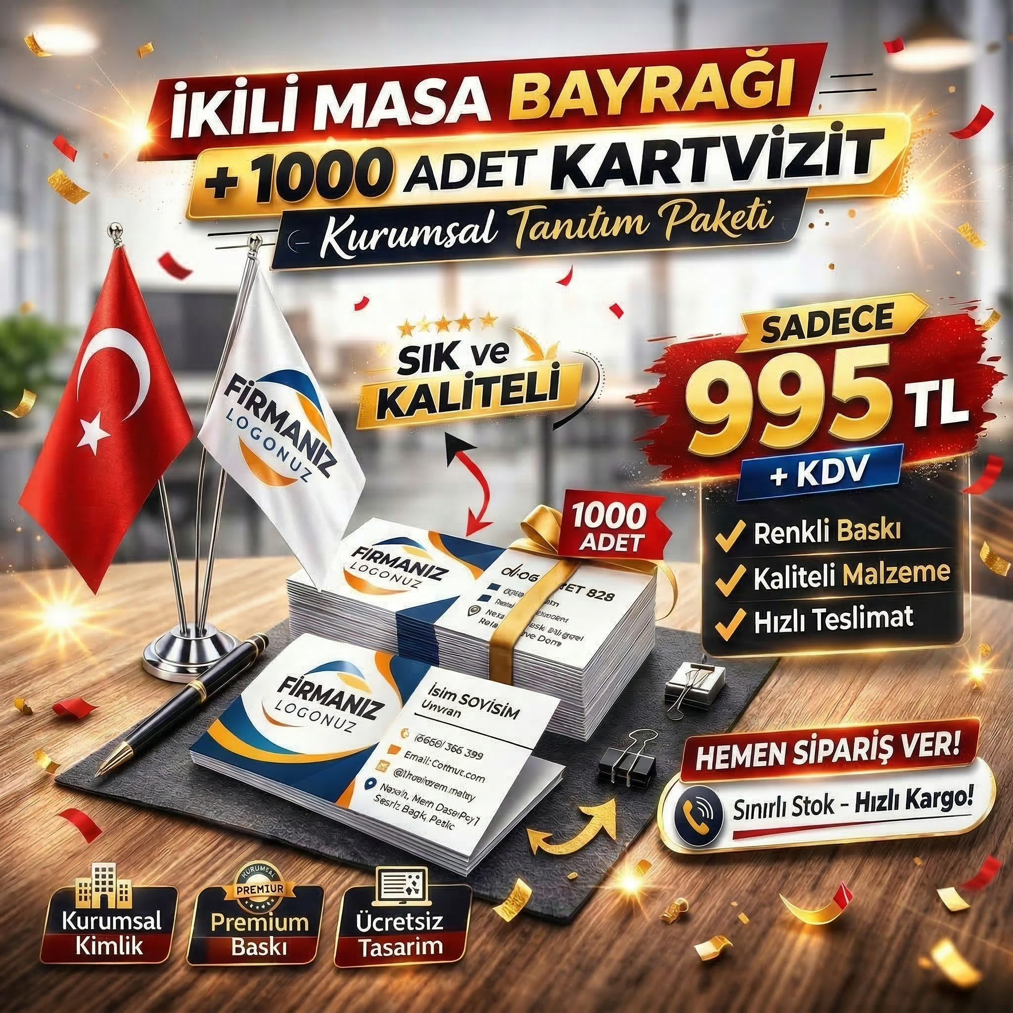 Masa Bayrağı + Kartvizit