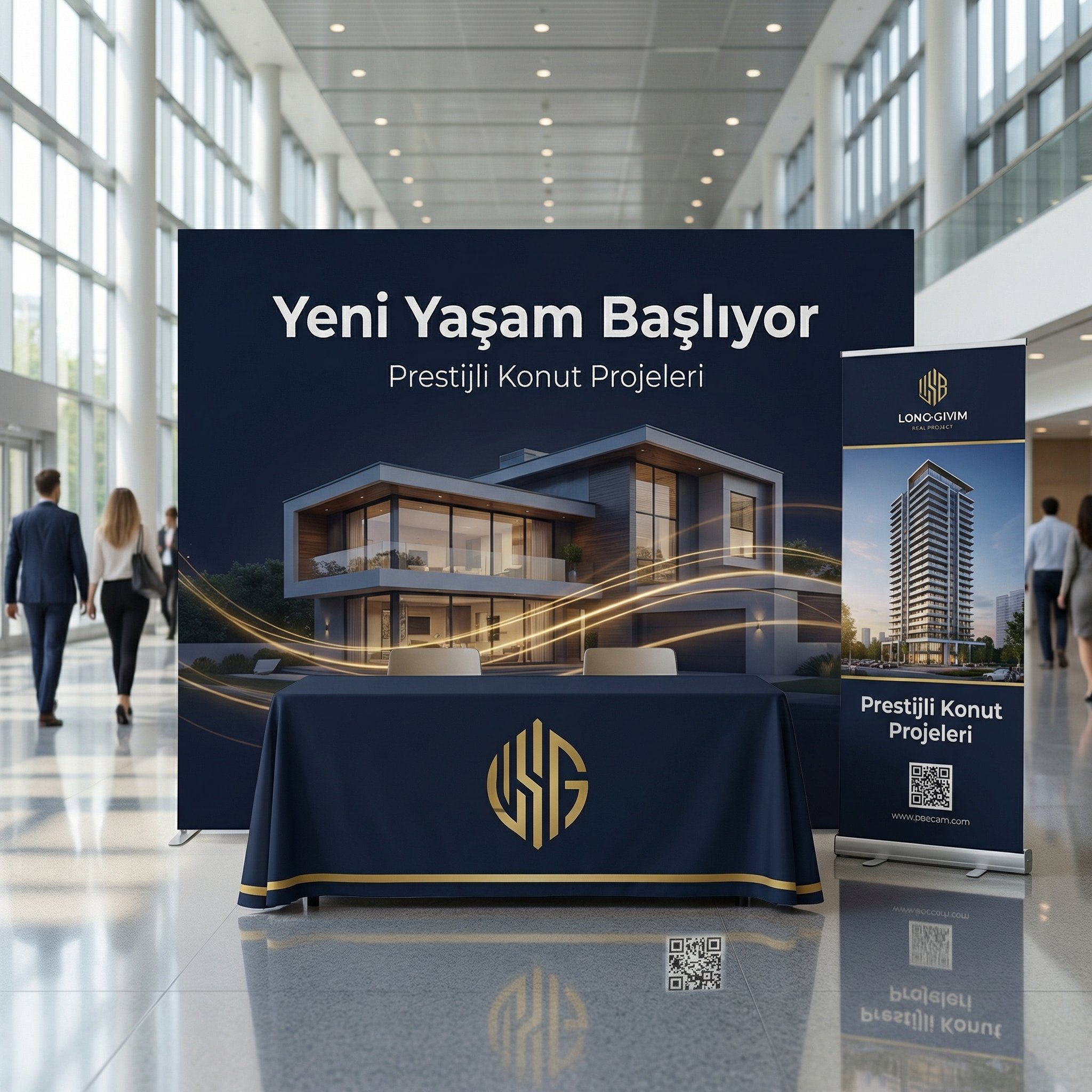 200x230 CM Kumaş Backdrop 3'lü Fuar Seti