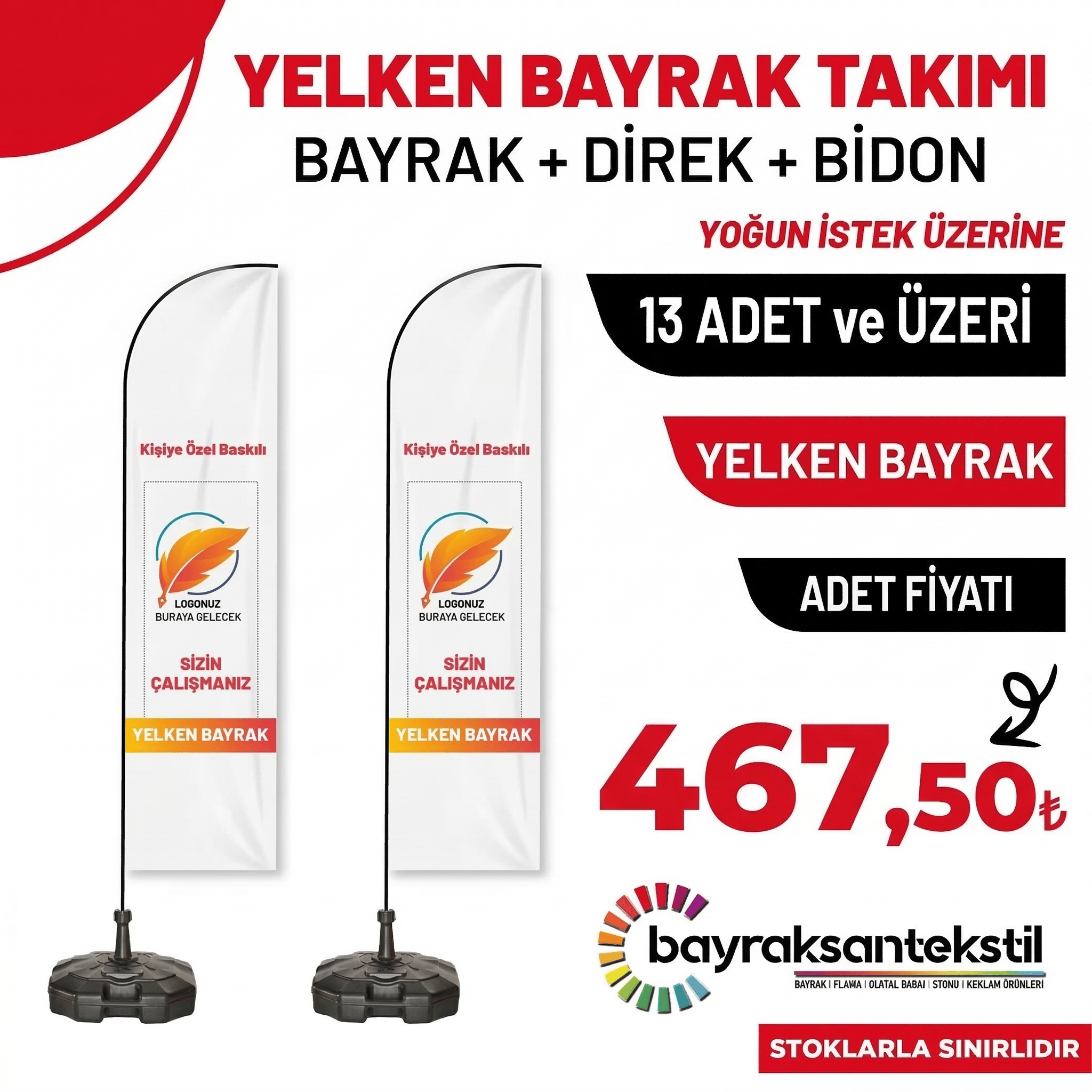 Yelken Bayrak - 13-99 Adet Arası