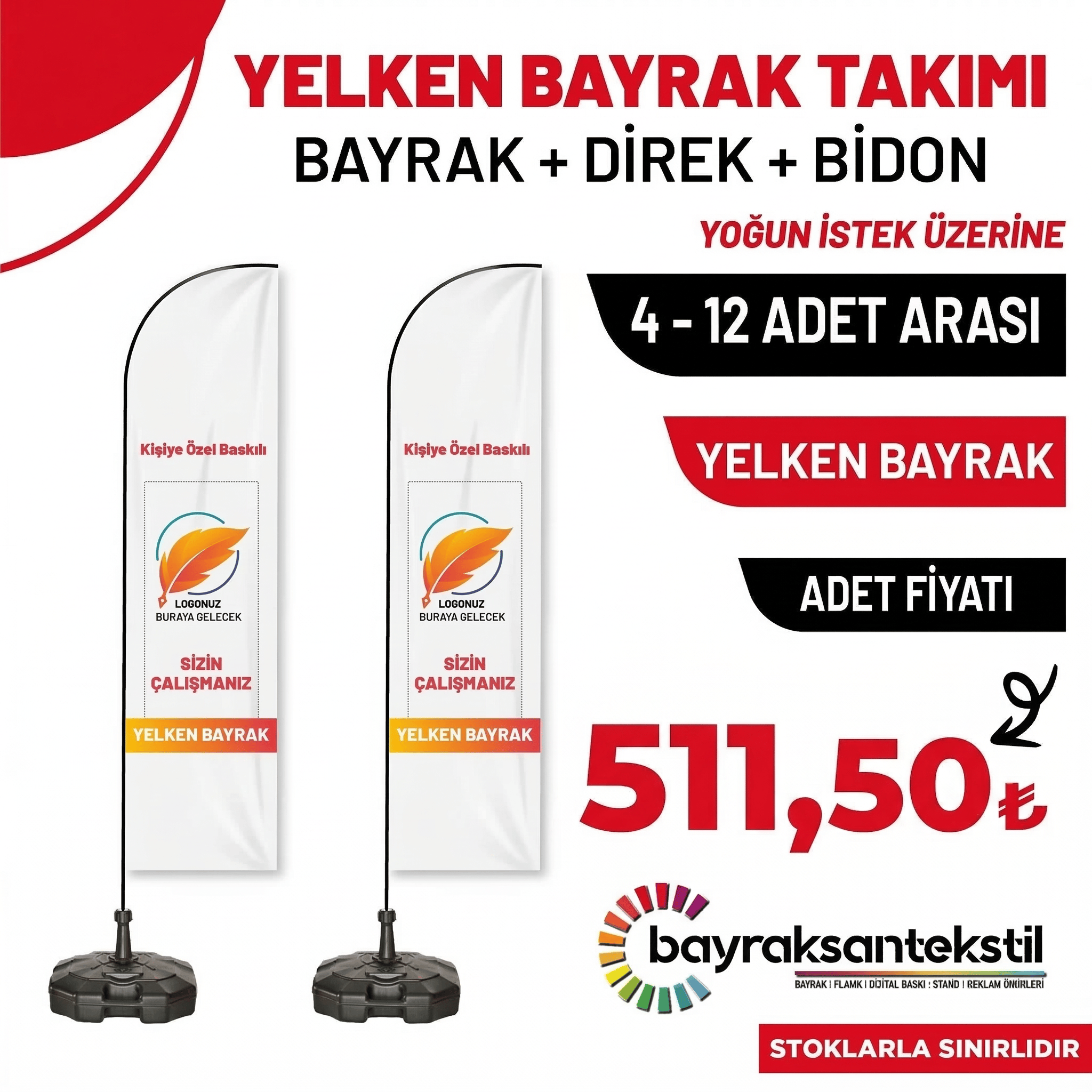Yelken Bayrak - 4-12 Adet Arası