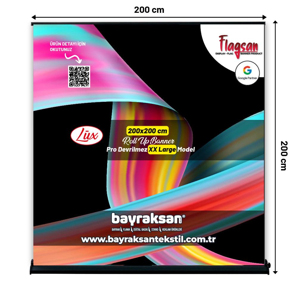200×200 Cm Lüx Rollup Banner Pro Devrilmez Large Model - Bayraksan Tekstil