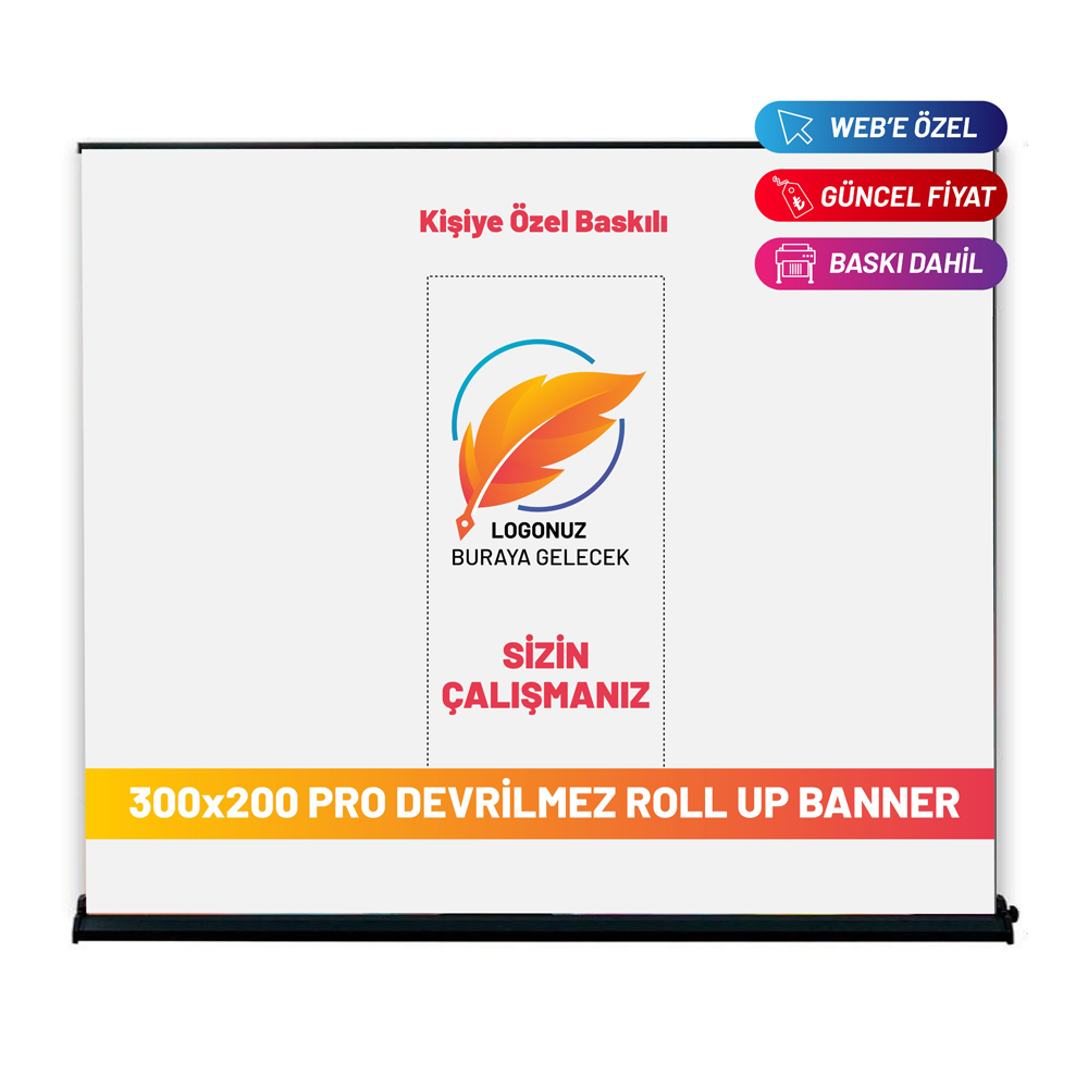 300×200 Cm Lüx Rollup Banner Pro Devrilmez